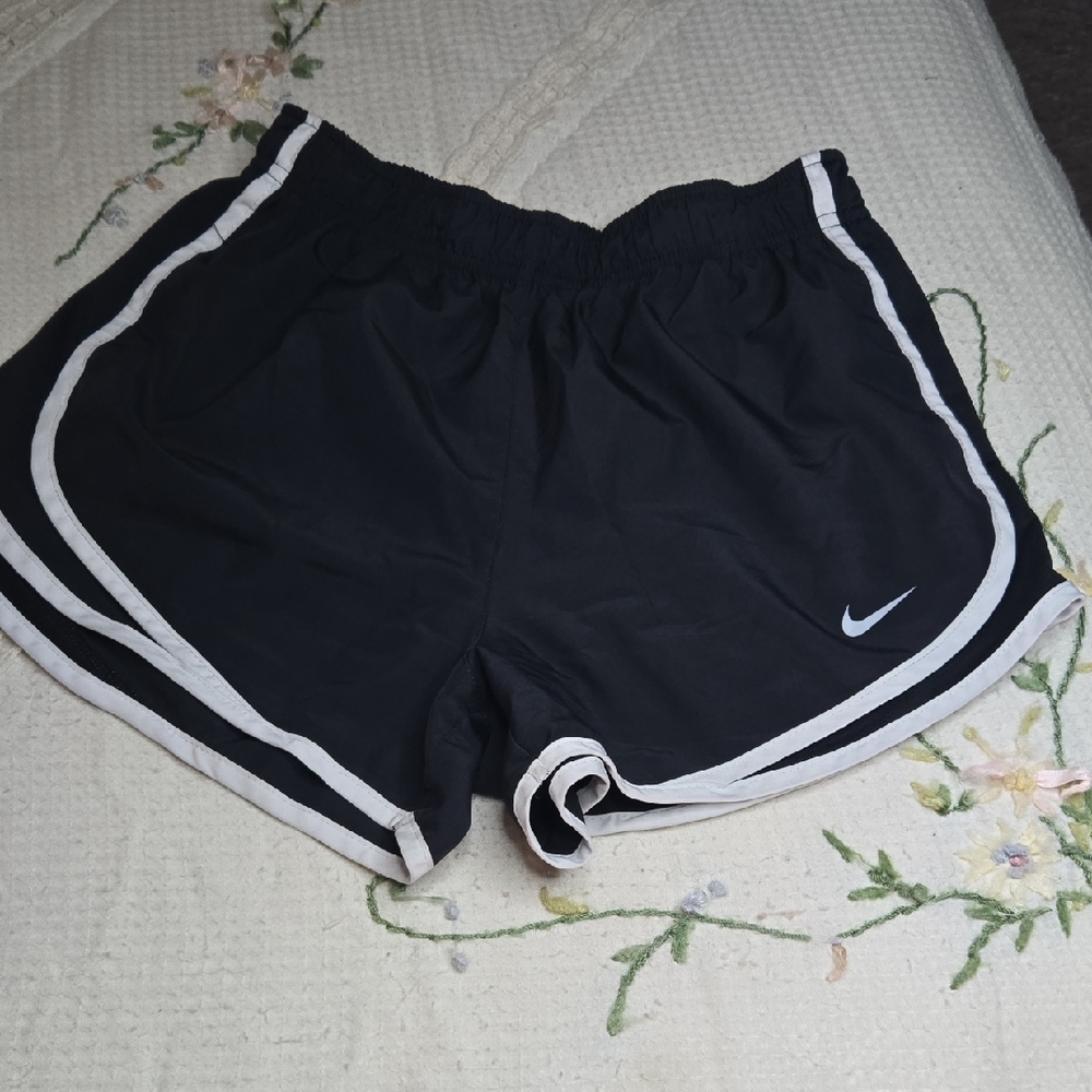 Nike Women's Black and White Athletic Shorts